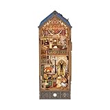 Tonecheer DIY Book Nook Kit mit Staubschutz und LED-Licht, Leonardo da Vinci 3D Holz Puzzle, bewegliche und rotierende Teile, kreative Buchstütze für Bibliothek, Geschenkideen für Erwachsene