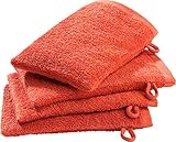 Erwin Müller Waschhandschuh-Set 4er-Pack Terra Größe 15x21 cm - Ludwigsburg - 100% Baumwolle - kuschelweich, saugstark, voluminös - praktisch durch Schlaufe (weitere Farben)