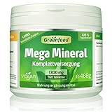 Mega Mineral, 1300 mg, hochdosiert, 100% Tagesbedarf, 360 Tabletten - alle wichtigen Mineralien und Spurenelemente. OHNE künstliche Zusätze, ohne Gentechnik. Vegan.