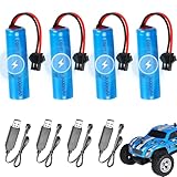 Rppiup 4 Stück 18650 Akku 3,7v 3000mah, 3,7v Li-ion Akku 18650 mit SM-2P Stecker, Wiederaufladbare Akku 18650 3,7v, Rechargable RC Akku für RC Fahrzeuge, Boote, Roboter, Panzer, Auto, Stunt Car