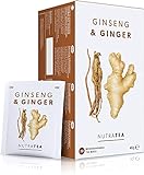 Nutra Tea Ginseng & Ginger - Wohltuender Tee mit 100 % Ginseng & Ingwer - Fördert Energieniveau, Verdauung, Durchblutung & Immunsystem - 20 Verpackte, Wiederverwendbare Teebeutel - Kräutertee