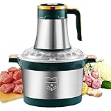 ZOLPINL 5l/6l Fleischwolf aus Edelstahl, 500w elektrischer Lebensmittelzerkleinerer, 5-Gang-Steuerung, 6 scharfe Klingen, Sichtdeckel, für Fleisch, Obst, Nüsse, Gemüse,6L