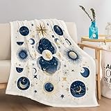 ACSMCQ Kuscheldecke 180x200 cm Mond, Sonne, Sterne Flauschige Decke für Jungs Mädchen, Sherpa Decke Wohndecke Sofadecke Couchdecke Sofaüberwurf Tagesdecke für Bett/Sofa