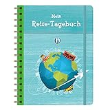 Mein Reise-Tagebuch: Eintragbuch mit Spiralbindung zum Ausfüllen und Eintragen der schönsten Urlaubserinnerungen, blau, grün, Reisejournal