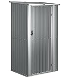 Metall Geräteschuppen 118,5x97x209,5 cm: Gerätehaus aus Verzinkter Stahl - Gartenschuppen, Lagerschuppen im Freien, Gartenhaus für Hinterhof, Terrasse, Rasen (Grau)