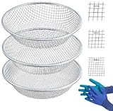 3-teiliges Bodensieb für Gartenarbeit, Steinsieb für 1,8 l Eimer, Kompost-Schmutzsieb-Set mit Handschuhen – filtert Erde, Sägemehl, Kieselsteine, Schmutz