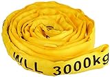 Braun GmbH 30041RS Rundschlinge 3000 kg Tragkraft, 4 m Umfang = 2 m Nutzlänge, Farbe gelb, endlos mit Polyesterkern. Gefertigt nach DIN EN 1492-2. Mit TÜV (GS) Zeichen und CE Kennzeichnung.