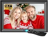 OBVHNUA Digitaler Bilderrahmen 10,1 Zoll Elektronischer Fotorahmen 1280x800 IPS Unterstützt USB oder SD-Karte (128 GB) Automatische Drehfunktion Foto-/Musik-/Video-Player/Wetter/Kalender/Wecker