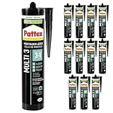 Montagekleber Weiß Multi 3-3in1 Baukleber - Kleben, Dichten, Füllen - Starker Kraftkleber für fast alle Materialien* - wetterbeständiger Baukleber für innen und außen (12 x 390g)