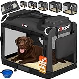 CADOCA® Hundebox faltbar Transportbox XXL 90x60x66cm robust atmungsaktiv Transporttasche Auto Rückbank Haustiertransportbox Hundetragetasche Anthrazit