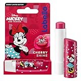 LABELLO Cherry Shine Minnie Limited Edition Disney (1 x 5,5 ml), feuchtigkeitsspendender Lippenstift für Kinder mit Kirschduft, pflegender Lippenbalsam, langanhaltend feuchtigkeitsspendend