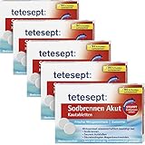 tetesept Sodbrennen Akut Kautabletten – 5 x 20 Tabletten – mit frischem Minzgeschmack, zuckerfrei – schnell wirkende Magentabletten gegen Sodbrennen