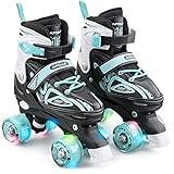 Apollo Super Quad X Pro | verstellbare Rollschuhe für Kinder | komfortable, größenverstellbare LED Roller Skates | Rollschuhe für Mädchen und Jungen | Größen 31 - 42