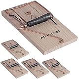 ARTECSIS 5er Pack mit klassischen Rattenfallen aus Holz, Schlagfalle, Schnappfalle, wiederverwendbar, Starke Schlagkraft, innen anwendbar