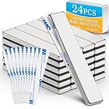 Grtard 24 Stück 60x10x3 mm Neodym Magnete Extra Stark, Starke Stabmagnet, Magnetstreifen, Seltenerdmagnete mit Doppelseitigem Klebemittel, Kühlschrankmagnet für Mehrfachnutzung