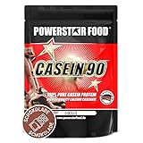 Powerstar CASEIN 90 Casein-Protein-Pulver 1000 g | Calciumcaseinat aus Weidemilch | Bis zu 88,3% Protein | Ideal als Diät- und Nachtprotein | Eiweiß-Pulver für Muskelaufbau & -erhalt | Schokolade