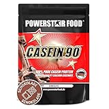 Powerstar CASEIN 90 Casein-Protein-Pulver 1000 g | Calciumcaseinat aus Weidemilch | Bis zu 88,3% Protein | Ideal als Diät- und Nachtprotein | Eiweiß-Pulver für Muskelaufbau & -erhalt | Schokolade