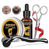 LureLuxe Bartpflege Set für Männer mit Bartroller 0,25mm, Bartöl, Bartbalsam und Bartschere zur Förderung des Bartwuchses