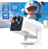 Mini Beamer 4K Unterstützung, 【Auto Keystone】 Full HD 1080P Beamer Heimkino, TOPTRO Projektor Klein Tragbarer LED Video Beamer 22000 Lumens mit 270°drehbar, WiFi6, Bluetooth, Zoom