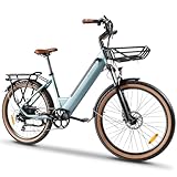 KAISDA Electric Bike 26 Zoll Elektrofahrrad E-Bike Pedelec Mit 250W Motor 36V 16Ah Abnehmbarem Li-ion Akku Bis Range 100km,7 Speed MTB Ebike for Adults,LCD Display,Mintgrün