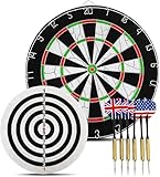 Dartscheibe Outdoor (44,5cm) - Profi Dartboard aus Kunststoff für Steel Darts, inkl. 6 Dartpfeilen, wetterfestes Design (schwarz/weiß, 3kg)