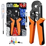 Crimpzange Aderendhülsen Set mit 1250 Aderendhülsenzange Selbsteinstellende 0,25-10mm² Krimpzange Crimp Zange Crimping Pliers mit Kabelendhülsen Krimpzangenset für Heimgebrauch