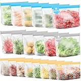 Cisivis 20er Pack Wiederverwendbare Aufbewahrungsbeutel, Gefrierbeutel und Silikonbeutel, Silikon-Lebensmittelbeutel, Sandwichbeutel, Küchenbeutel für Brot, Milch, Snacks, Fleisch - Klein/Mittel/Groß
