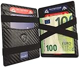 SKYSPRING Magic Wallet Geldbeutel Herren mit Münzfach S - RFID Geldbörse Herren klein Smart Wallet Portmonee (Carbon, Münzfach S)