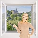 NeatiEase DIY Insektenschutz Magnetfenster,Max 100 x 130 CM,Magnet Rahmen für Fliegengitter Fenster Mückengitter,Fliegenschutz Insektenschutzgewebe Zuschneidbar(weiß Rahmen graue Netz)