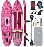 ZLX 350 cm Aufblasbares Stand Up Paddle Board - Stand Paddling Premium SUP Board für alle Skill Levels: Stabil, rutschfest, verstellbar, inklusive Leash & Tragetasche