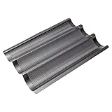 Birkmann, Laib & Seele, Baguetteblech, perforierte Baguetteform aus Karbonstahl für 3 Baguettes, mit Antihaftbeschichtung und Rezept, 210141