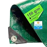 4x5 m Plane & Schutzplane grün - Gartenplane & Allzweckplane wasserdicht - 150 g/m² grün, Abdeckplane mit Ösen für Zeltunterlage - Gewebeplane - Zeltplane & Camping - Bauplane