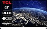 TCL 98C735 98 Zoll (248 cm) QLED Fernseher, 4K UHD, Google TV, HDR , 120Hz Motion Clarity PRO, HDMI 2.1, Dolby Vision & Atmos, ONKYO Sound, Voice Control, Metal Housing Alexa Compatible, Schwarz