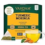 VAHDAM, Turmeric Moringa Kräutertee Beutel (100 Teebeutel) Koffeinfrei | Kurkuma & Gartenfrischen Gewürzen | Verpackt in Indien | Brühen Sie Heiß, Eis oder Kombucha Tee