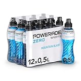 Powerade Sports Mountain Blast Zero, zuckerfreies Sport Getränk mit Fruchtmix-Geschmack, Sport Drink in stylischen Einweg Flaschen (12 x 500 ml)