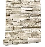 myforHD Selbstklebend Tapete Wandpapier Ziegel Selbstklebende Wandaufkleber Vintage Backstein Stein tapeten Dekorative Aufkleber für Möbel Wandtür Wasserdicht (Tapete Beige, 45X300cm)