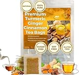 Natural Turmeric Ginger Cinnamon Tea Bags Organic,Premium Hand-made Blend of Turmeric,Cinnamon and Ginger,T urmeric Herbal Tea,100% Natural & No Additives & Caffeine Free (1)