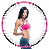 Hula Hoop Reifen Premium mit Schaumstoff und größenverstellbar, Fitness Hula Hoop zur Gewichtsreduktion, 6-8 Segmente Abnehmbarer Hoola Hoop Reifen Geeignet Für Fitness/Sport - Pastellpink - Anthrazit