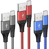 USB C Kabel 3 Pack 2M Ladekabel USB C Schnellladekabel QC 3.0 USB Typ C Kabel Kompatibel Samsung Galaxy S23 S22 S21 S20,Note 10/9/8, iPhone 16, iPhone 15/15 Pro,Huawei,HTC,LG,Sony Xperia, Moto