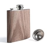 SPDYCESS Edelstahl Flachmann aus Holz 6oz Männer Flachmänner mit Trichter Tragbar Flachmann von Alkohol Geschenk zum Wandern Klettern Angeln