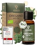 Heldengrün® BIO Oregano Öl [HOCHDOSIERT] mit +82% Carvacrol - Zertifiziertes Lebensmittel zum Einnehmen - Oreganoöl Bio aus Griechenland - Oregano Oil