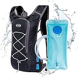 Lixada Trinkrucksack, Wanderrucksack mit 2L Wasserblase, Sportrucksack, Atmungsaktiver Ultraleichter Fahrradrucksack, Laufrucksack für Wandern Klettern, Fahrradfahren, Laufsport, Camping