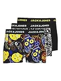 JACK & JONES Herren Jacjames Trunks 3 Pack Noos Boxershorts, Black/Detail:black - Blazing Yellow, XL EU