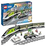 LEGO City Personen-Schnellzug, Set mit ferngesteuertem Zug, Eisenbahn-Spielzeug mit Scheinwerfern, 2 Wagen und 24 Schienen-Elementen, Geschenk für Kinder, Jungen und Mädchen 60337
