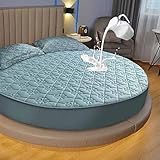 YWQJL Matratzenschoner Wasserdicht Matratzenauflage Wasserdicht Runder Matratzen Topper Spannbettlaken Boxspringbett Atmungsaktiv Mattress Protector(02,Diameter200cm)