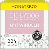 LILLYDOO hautfreundliche Windeln Größe 1 (2-5 kg), Monatsbox (224 Windeln) (FSC-Mix)