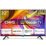 CHIQ TV L32H7G,32 Zoll Fernseher, Smart TV,Google TV, Google Assistent,HDR,Google Play, Chromecast eingebaut, Dolby Audio,Triple-Tuner(DVB-T2/S2/C), Bluetooth,WiFi/HDMI/USB/CI+