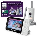 PHILIPS Avent Connected Videophone mit WLAN, hochwertiger HD-Kamera, Infrarot-Nachtsichtfunktion, Schrei-Erkennung, Gegensprechfunktion, 12 Stunden Bildschirmlaufzeit im Eco-Modus, Modell SCD951/26