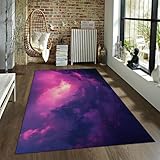 BYLEEHOMED Dark Purple Dream Sky Rutschfester weicher Wohnkultur-Teppich 150x210cm Dark Clouds Naturalistischer Ästhetik-Teppich für Wohnzimmerdekoration