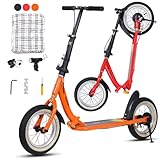 Kinderroller Scooter Tretroller Cityroller Kinder Roller Kickboard Luftreifen 31cm New Gen, Kick Scooter Luftreifen Höhenverstellbar Stylisher Tretroller für Kinder und Jugendliche,Orange